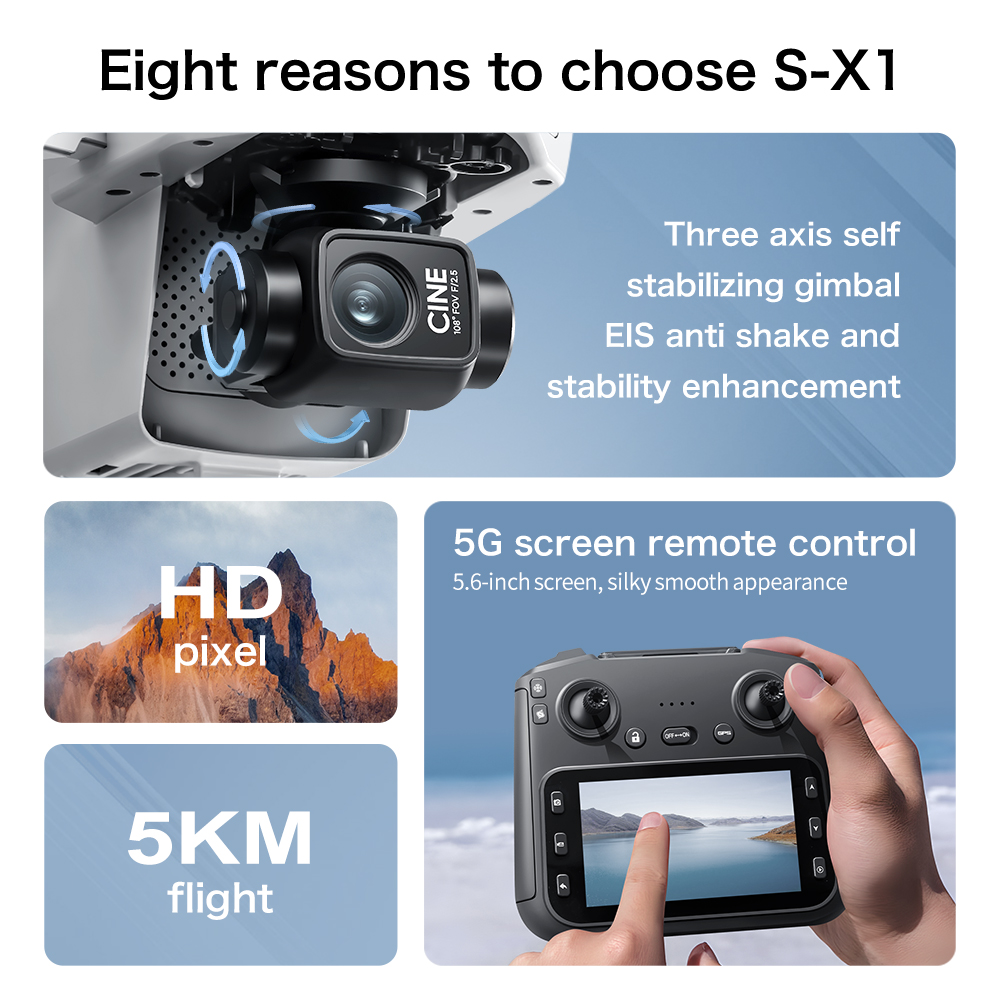 S-X1 미니 드론 8K 전문가용 3축 짐벌 GPS 드 - Drone X1 Rc 리뷰 및 가격